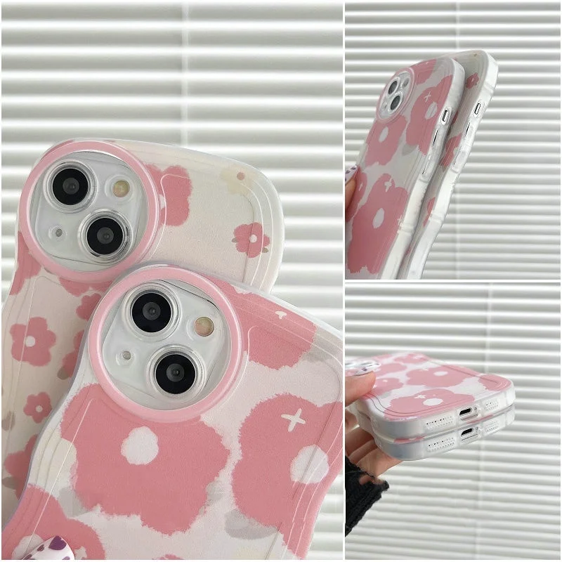 Case For VIVO Y36 Y76 Y77 Y77E Y75 Y55 Y100 5G Y81 Y83 Y81i Y85 Y91 Y95 Y91C Y93 V23 Pro V15 V17  cover Flower Wave Edge Soft