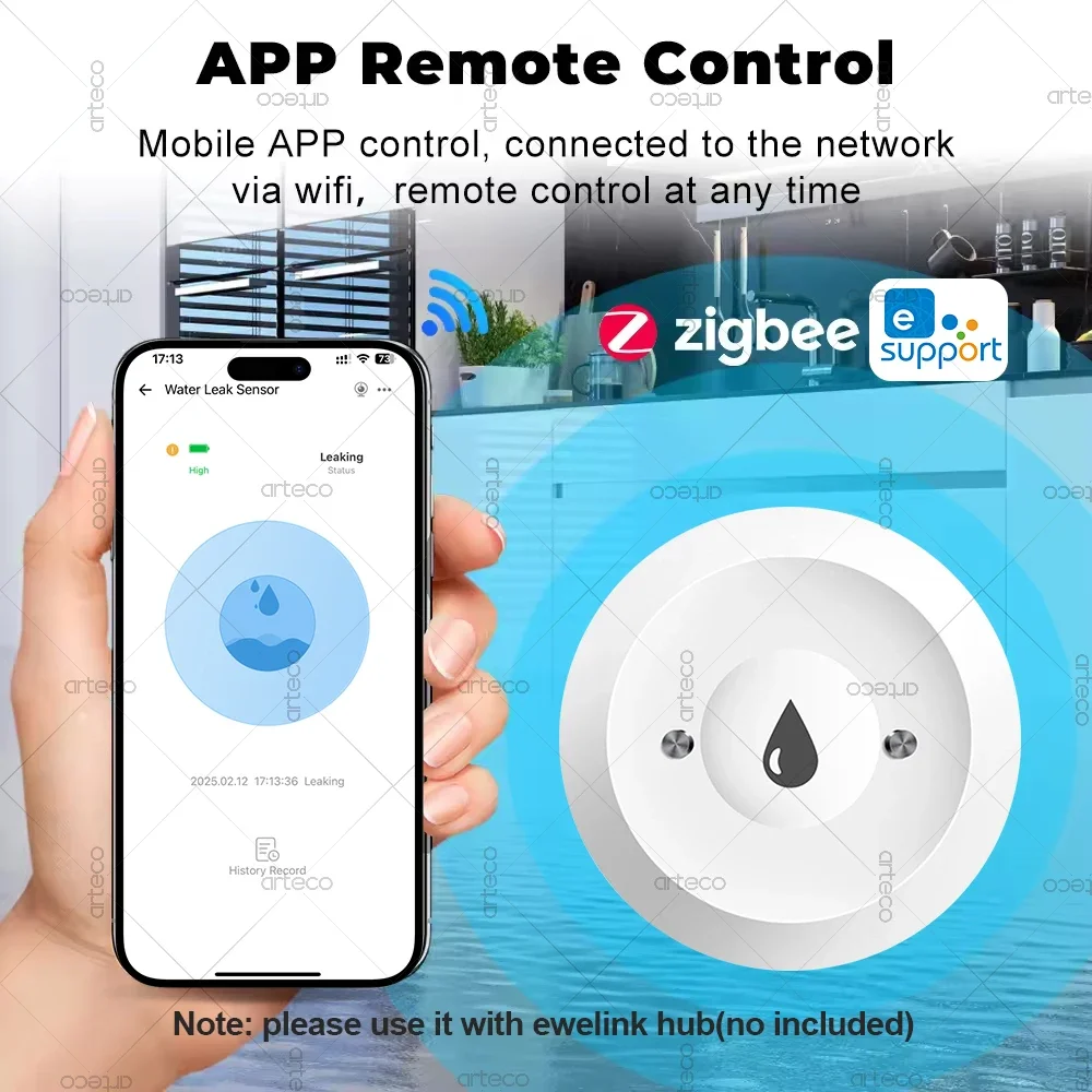 Zigbee Water Leakage Sensor Alarm Water Detector Flood Leakage Sensor APP Remote Control Security Alarm Work With Home Assistant