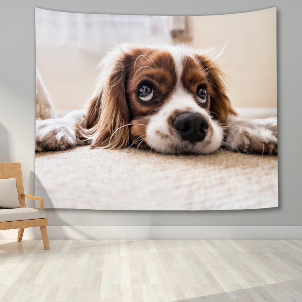 Cute Animal Tapestry Wall Hanging   Art  3D Printed Dog Cat Hamster Deer Pattern Living Room Home Decor