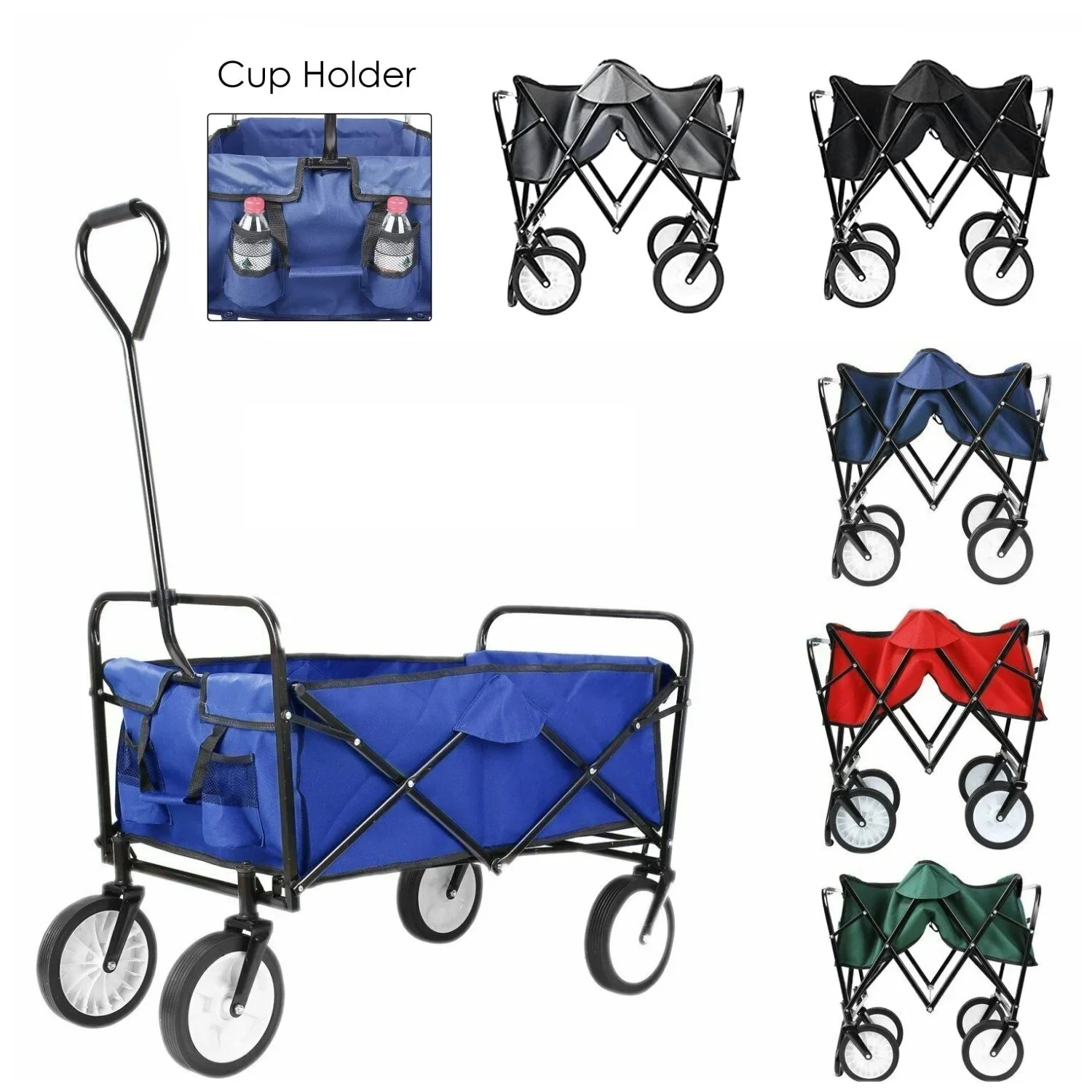 

Collapsible Folding Wagon Garden Cart Beach Grocery Wagon for Shopping Park Picnic, Beach Trip, Outdoor Activities, Camping