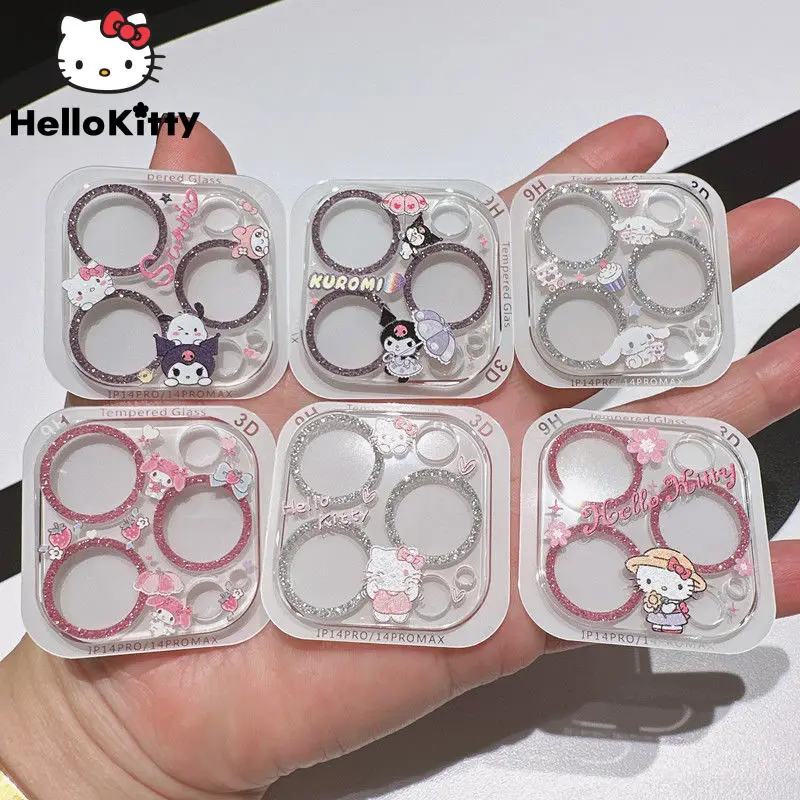 Sanrio Hello Kitty Kawaii New Lens Film For Iphone 15 14 Plus 13 Mini Pro Max Transparent Lens Tempered Kawaii Anime Lens Film