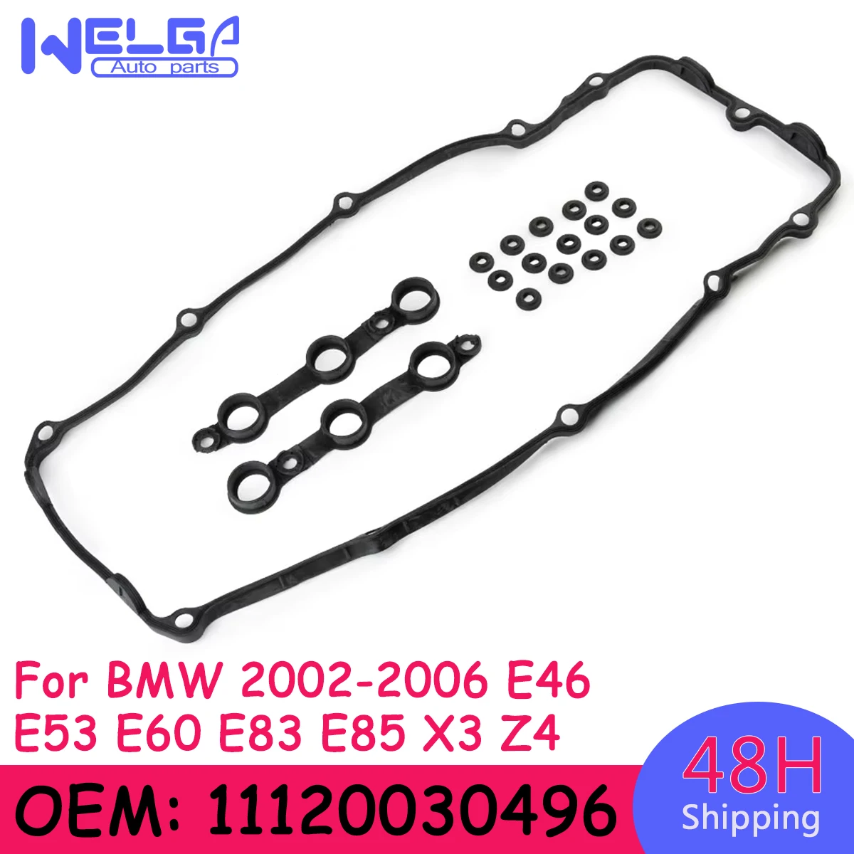 OEM # 11120030496 New Valve Cover Gasket Cylinder Head For BMW E46 E39 E60 E61 E65 E66 E83 E53 E36 E85 X3 Z4 2002-2006 Engine