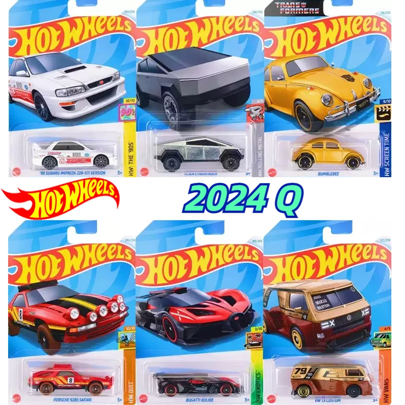 2024Q Original Hot Wheels Car Boy Toy 1/64 Diecast VW T3 Mclaren Subaru Impreza Porsche 928S Tesla Cybertruck Bumblebee Bugatti