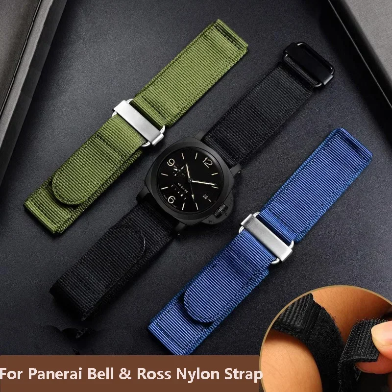 Suitable for Panerai Bell & Ross PAM441 111 Nylon Strap Hook and Loop BR Watch Band Rough Outdoor Bracelet  22mm  24mm