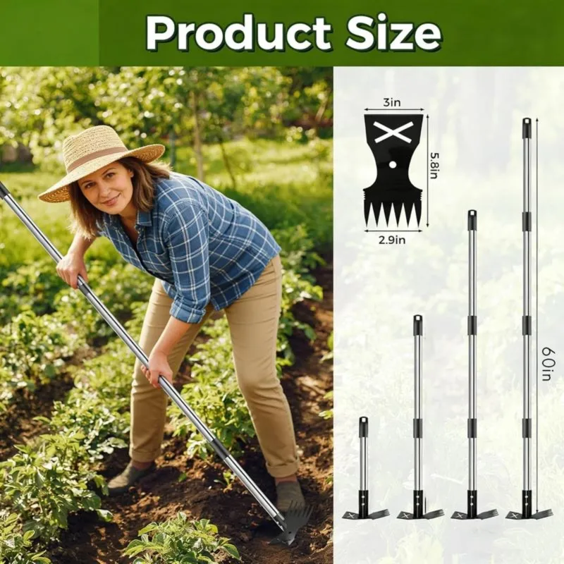 PZHI 2-in-1 Weed Puller Tool with Long Handle, 60