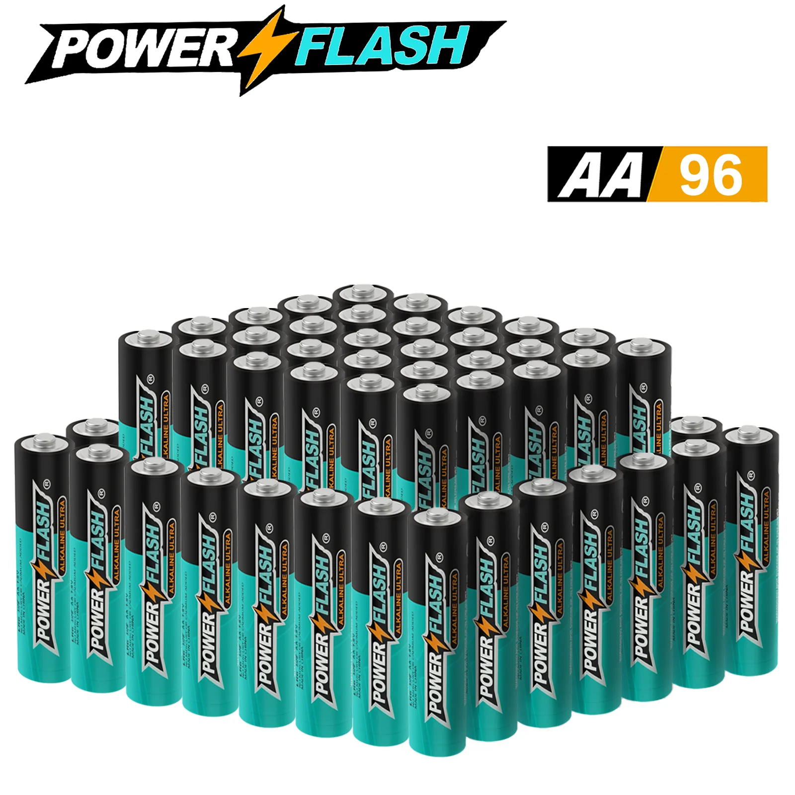 

Small Pack Powerflash Aa-96Count с 10-летней гарантии без протечек, долговечная мощность - щелочный компактный размер 1,5 В
