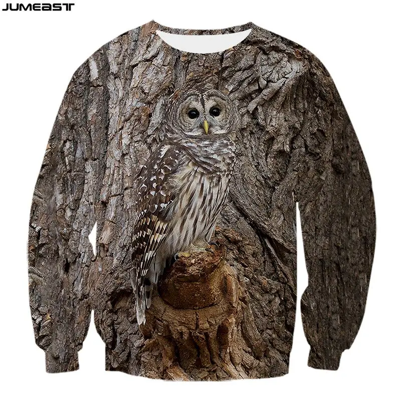 Jumeast Y2k Men Women 3D Printed Sweatshirt Owl Camouflage Hunting Camo Long Sleeve Fashion T Shirt Sport Pullover Tops Tees