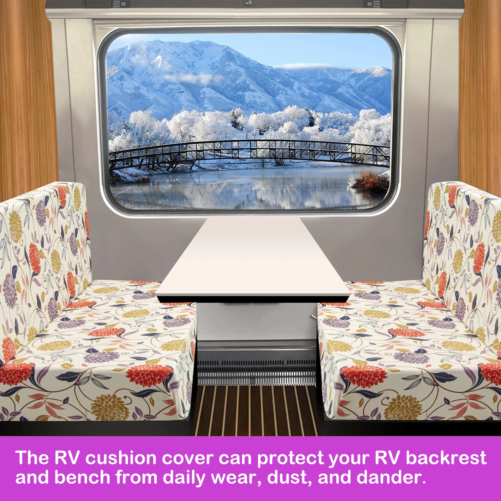 Stretch Printed RV Dinette Couch Cushion Covers Sofa Seat Cover Protector Slipcovers with Elastic Bottom for RV Camper Car Bench