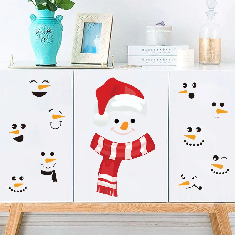 

Рождественские наклейки на окна, 4 шт., наклейки с изображением снеговика для декора стеклянных стен, рождественская атмосфера фестиваля, украшение для домашней вечеринки