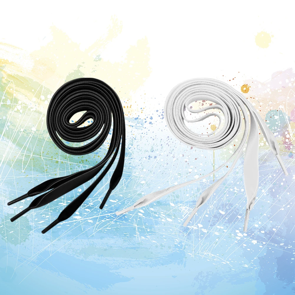 

2Pairs Wide Shoelaces Flat Durable Ribbon Shoe Strings for Boots Sneakers Loafers Slip-Ons 120cm Black White Shoelace Set