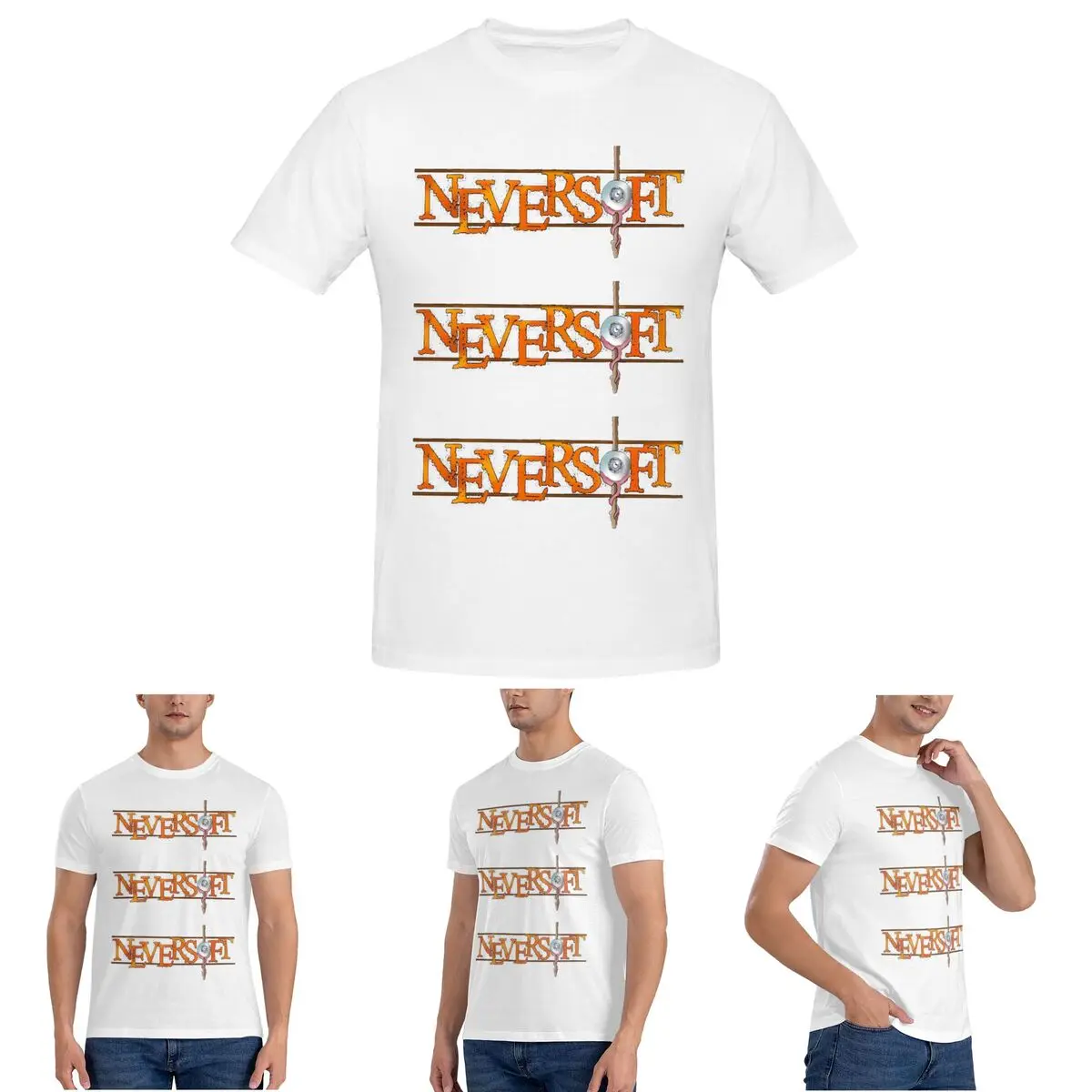 

Мужская футболка Neversoft, хлопковые футболки больших размеров, мужская летняя одежда с коротким рукавом и круглым вырезом, топы S-6XL