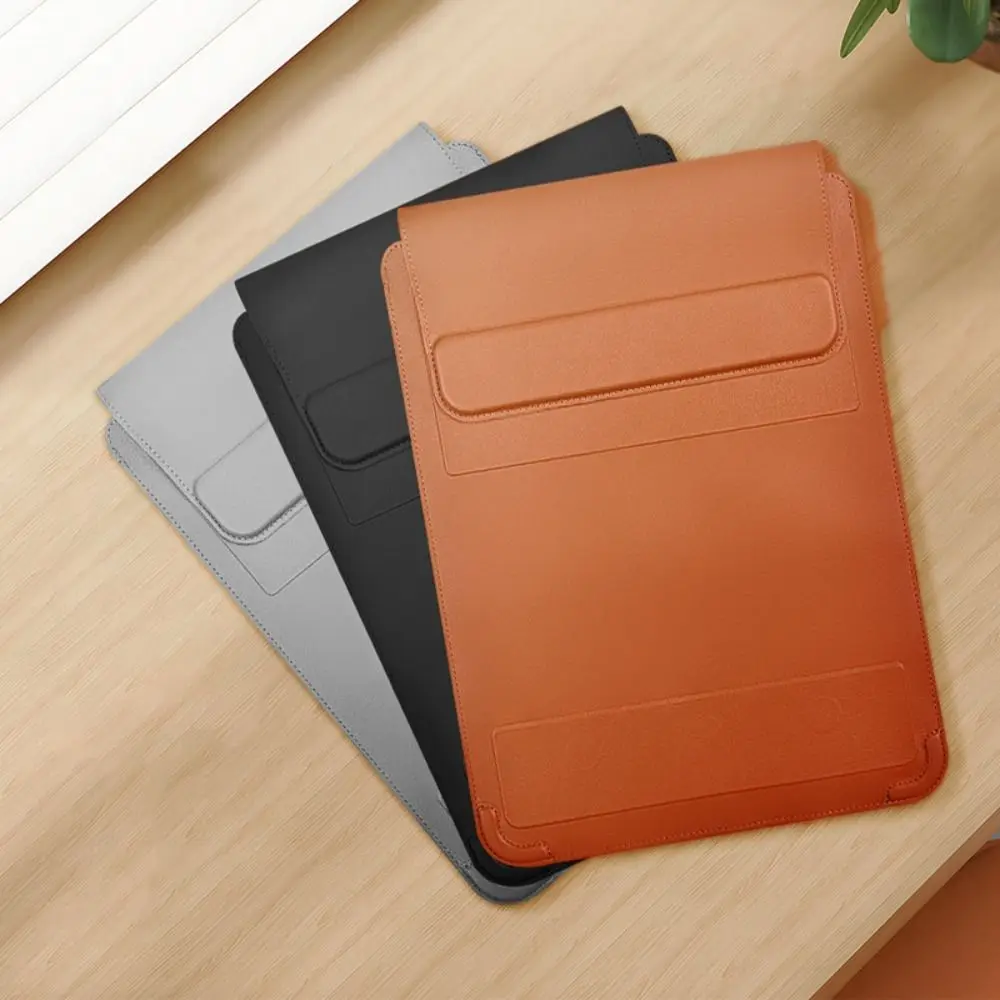 Foldable Laptop Sleeve Holder 13-14/15-16 Inch Multifunction Carrying Stand Pouch Leather Automatic Closing Notebook Case