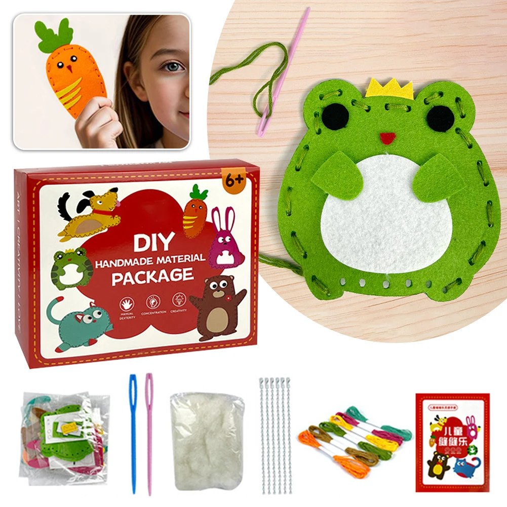 Kit de juguete DIY para costura de muñecas, manualidades de dibujos animados, juego de costura DIY para niños y niñas