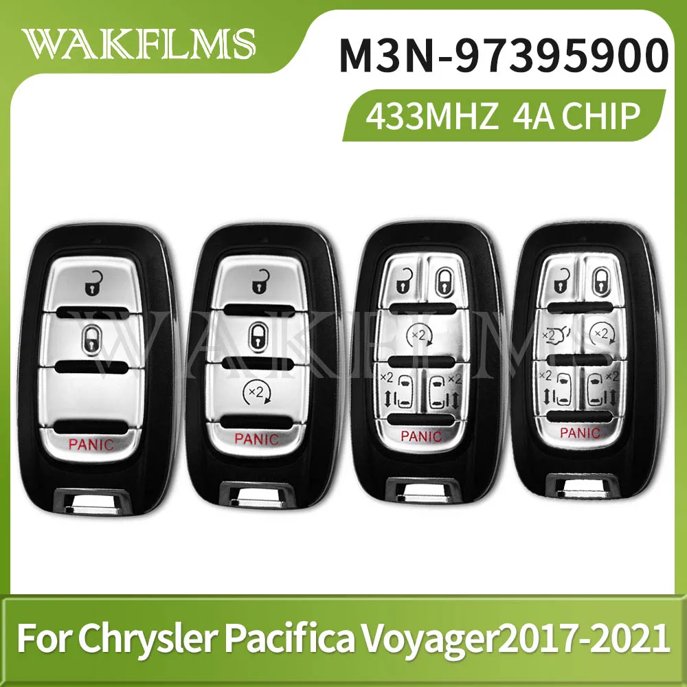 For Chrysler Pacifica Voyager 2017 2018 2019 2020 2021 Keyless Go Smart Key 433.92MHz 4A CHIP M3N-97395900 68241532AC 68217827AC