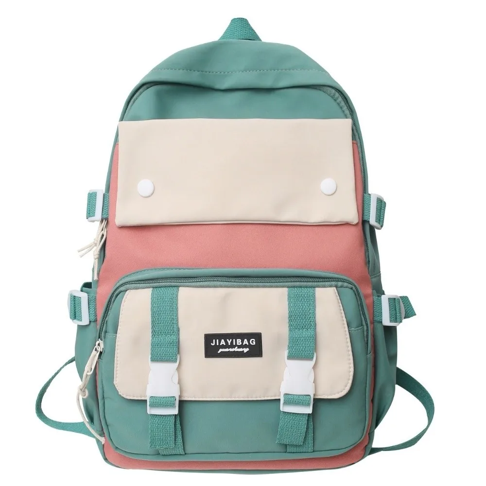 Simple Nylon Backpack Large Capacity Korean Color Book Bag Multifunction Breathable School Bag Students