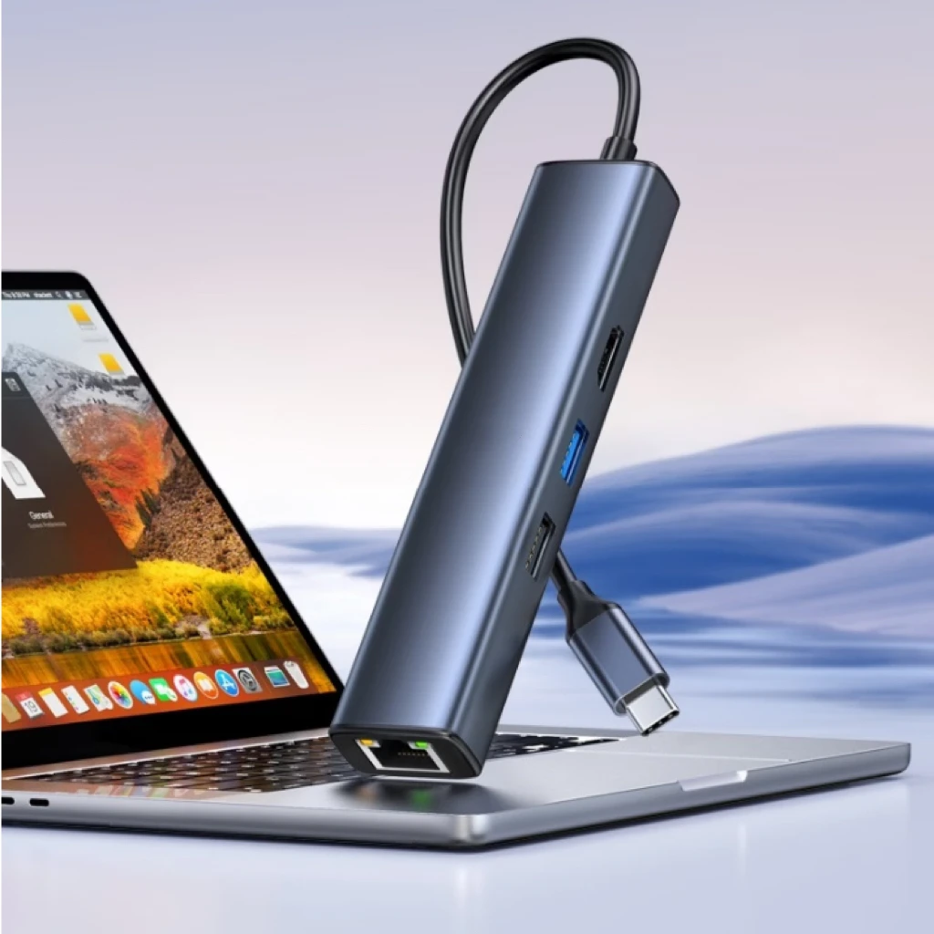 Aluminum 8 in 1 USB C Docking Station 4K HDMI Ethernet RJ45 SD TF Card Reader 100W PD Hub for MacBook DSLR Camera Laptop