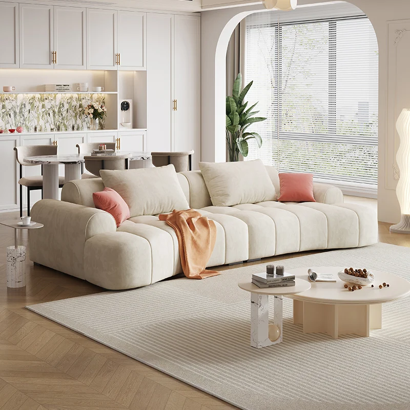 

Luxury Wood Unique Couches Soft Comfortable Foam Curved Puffs Sofas Modern Designer Divani Da Soggiorno Living Room Furniture