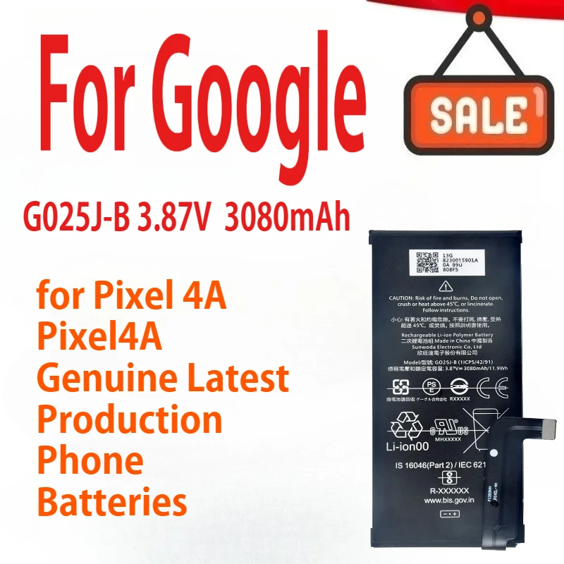

G025J-B Сменный аккумулятор емкостью 3080 мАч для Google Pixel 4A Pixel4A, оригинальные аккумуляторы для телефонов последнего производства