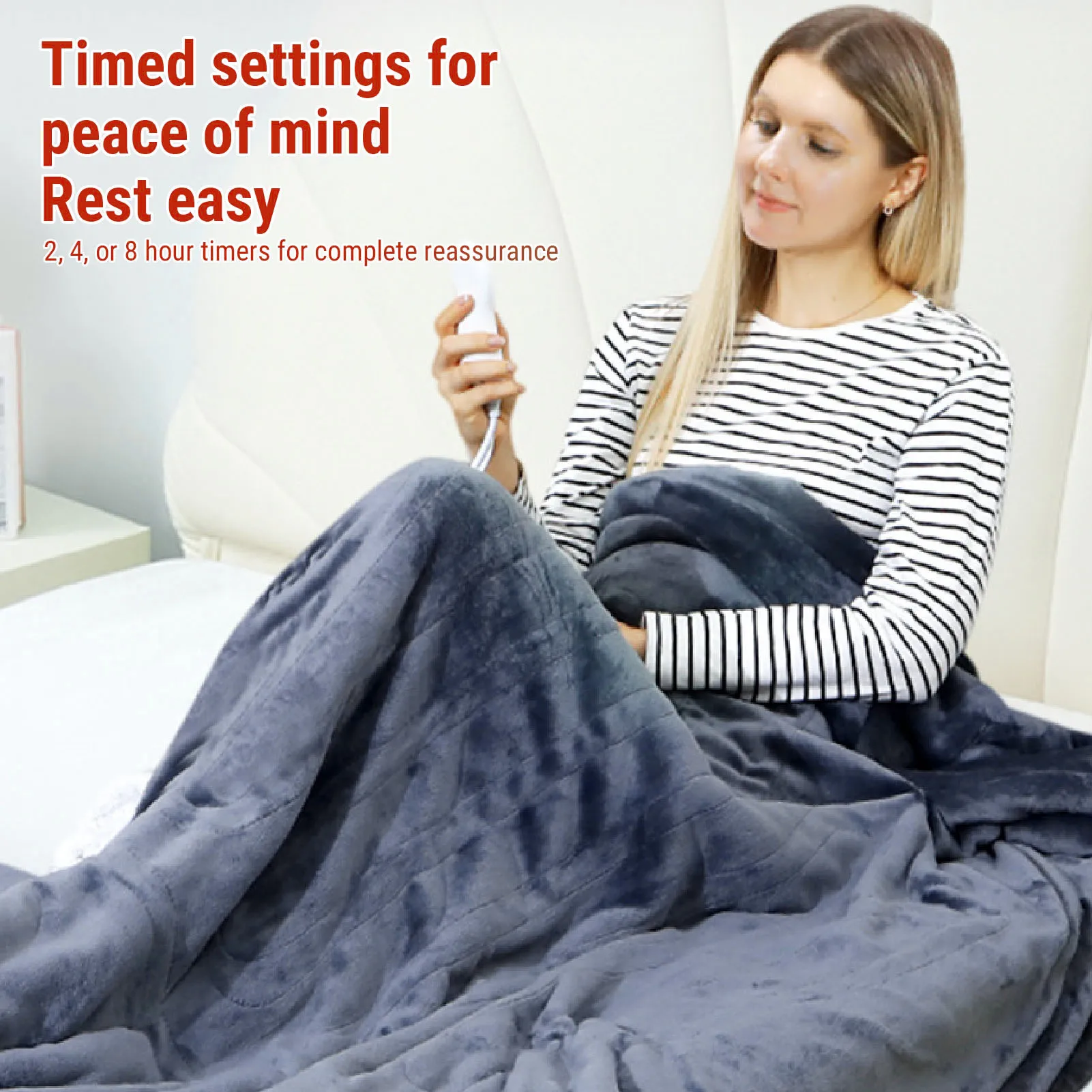 Heated Blanket with Sleeves Hood and Foot Pocket Flannel 10 Heating Levels Electric Wearable Blanket with 3 Time Setting view 5
