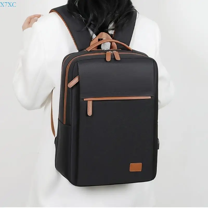 X7XC Practical School Bag Large Capacity Laptop Backpack with USB Charging Port