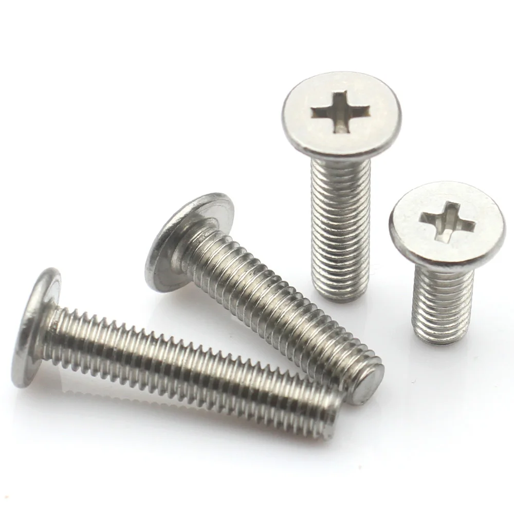 5/10/20pcs M1.4 M1.6 M2 M2.5 M3 M4 M5 M6 M8 CM 304 Stainless Steel Ultra-thin Super Low Profile Phillips Cross Flat Bolt Screws