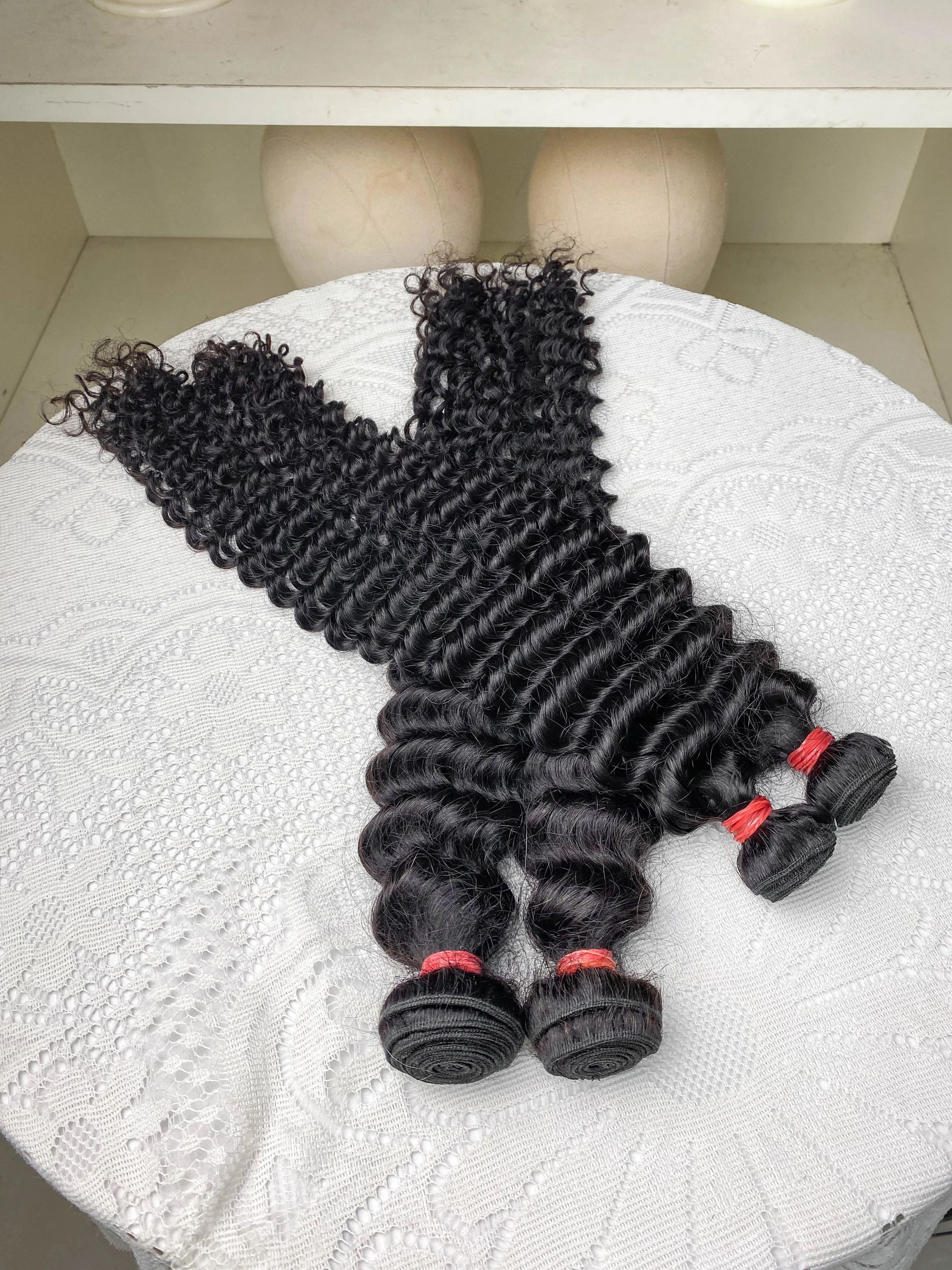 30 32 38 بوصة غريب مجعد حزم 100% الشعر البشري البرازيلي نسج عميق 1/3/4 قطعة حزم الشعر البشري عذراء وصلات شعر خام #1