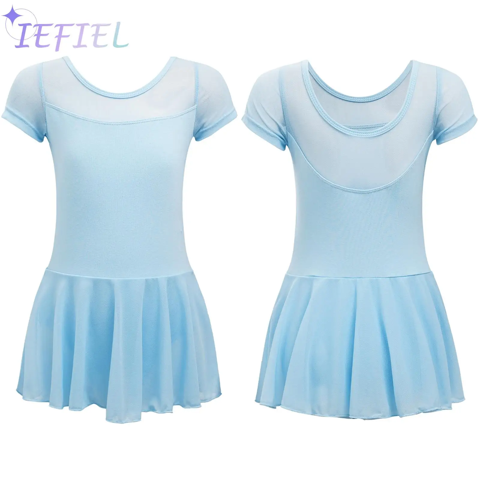 Kids Ballerina Costume Girls Ballet Dance Gymnastics Training Tulle Dresses Classic Skirted Leotard Practice Warm-Up Dancewear