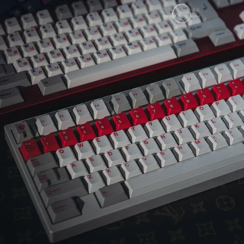 GMK Red Alert Theme Keycaps Cherry Profile PBT Thermal Sublimation Keycap Customized Keycaps Compatible with Mechanical Keyboard