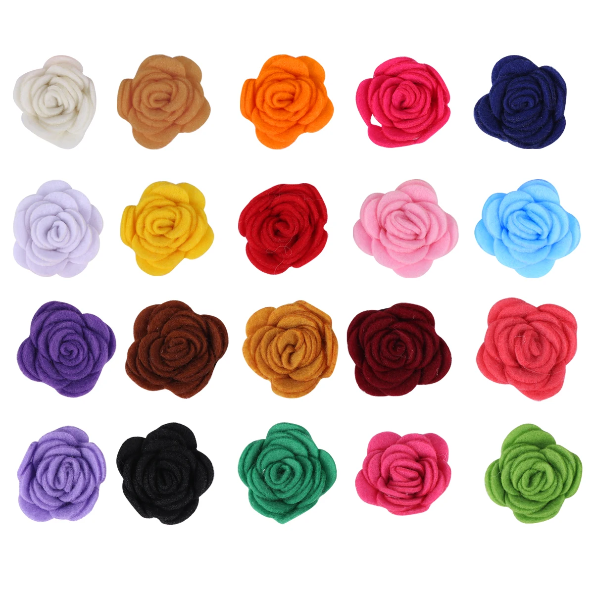 20 piezas accesorios de rosas de fieltro, hermosas flores artificiales decorativas suaves para bolsas de tela, Material para el cabello DIY, suministros para manualidades
