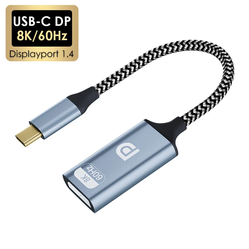 

NEW USB C 3.1 to 8K Displayport 1.4 Adapter for 16 Pro/Max Macbook Pro USB Type C to 12Bit HDR 4K/144Hz DP1.4/1.2 Cable 32.4Gbps