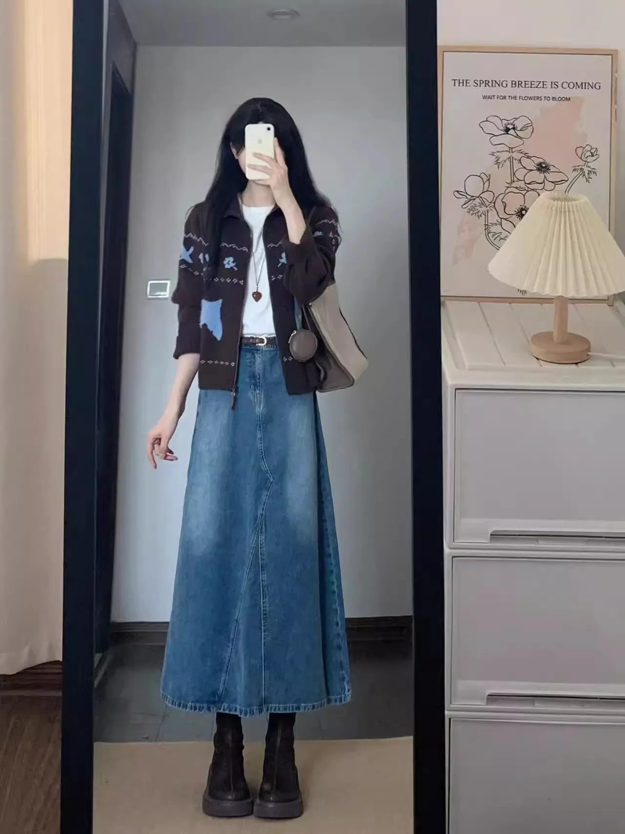 

Early Autumn Fair Isle Collar Knitted Sweater Coat Women's High School Students' Fem Top Warmth Emitting round Ne Zipper