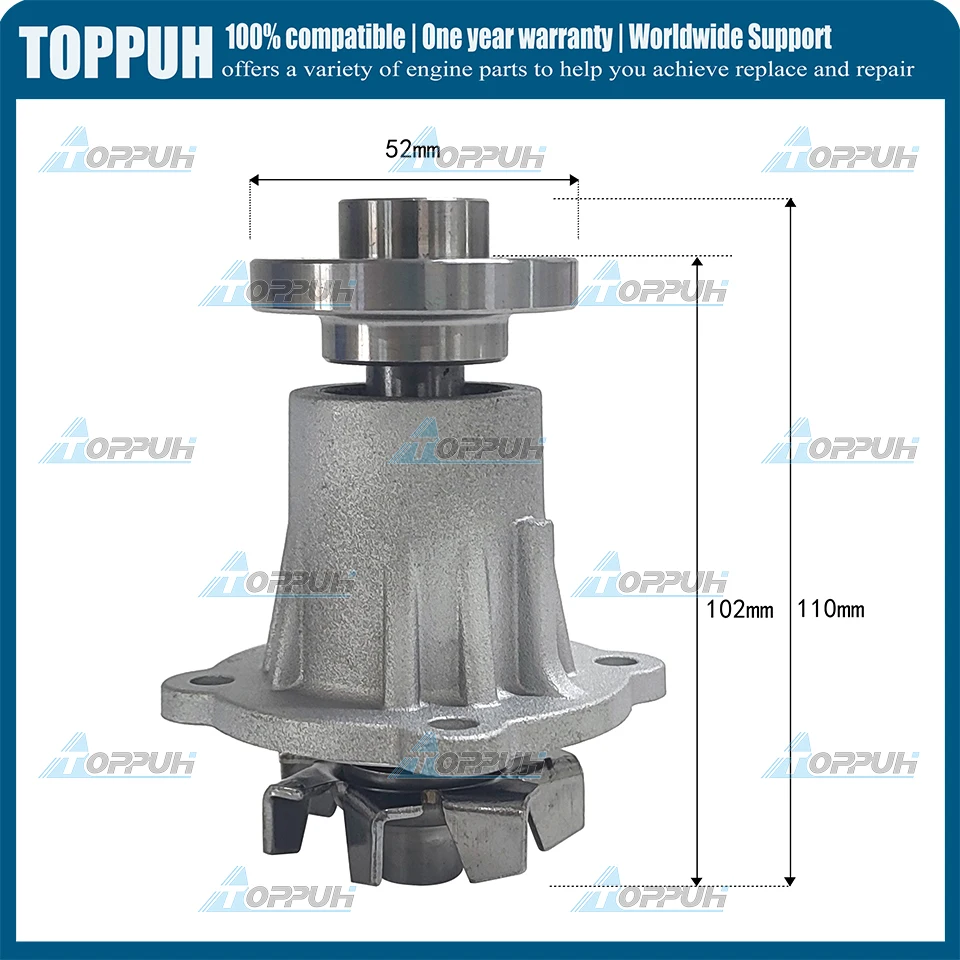 New 1PC For TOYOTA 4P 16120-78052-71 Water Pump 4P Engine FORKLIFT TRUCK high about 110mm view 5