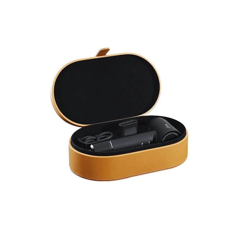 New Arrival Orange Oval Shape Leatherette Hair Dryer Storage Box for Hotel Room