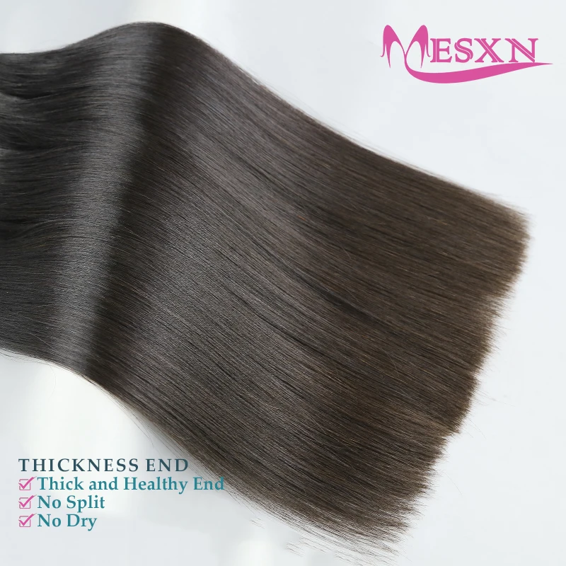 MESXN Virgin  Bulk Hair Extensions Natural 100% Real Human Hair 16-24inch Straight Black Brown Blonde 613 Color for Women