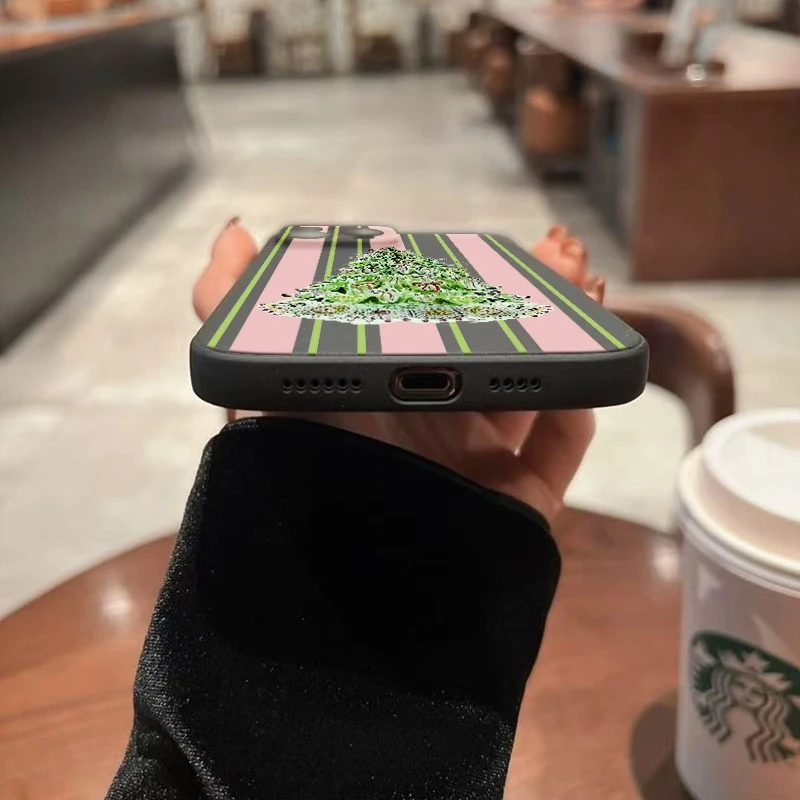 Striped Christmas Tree Pattern Phone Case For Xiaomi 15 14 Pro 13 12 11 Lite 5G 14T 13T 12T 11T Shockproof Candy Silicone Cover