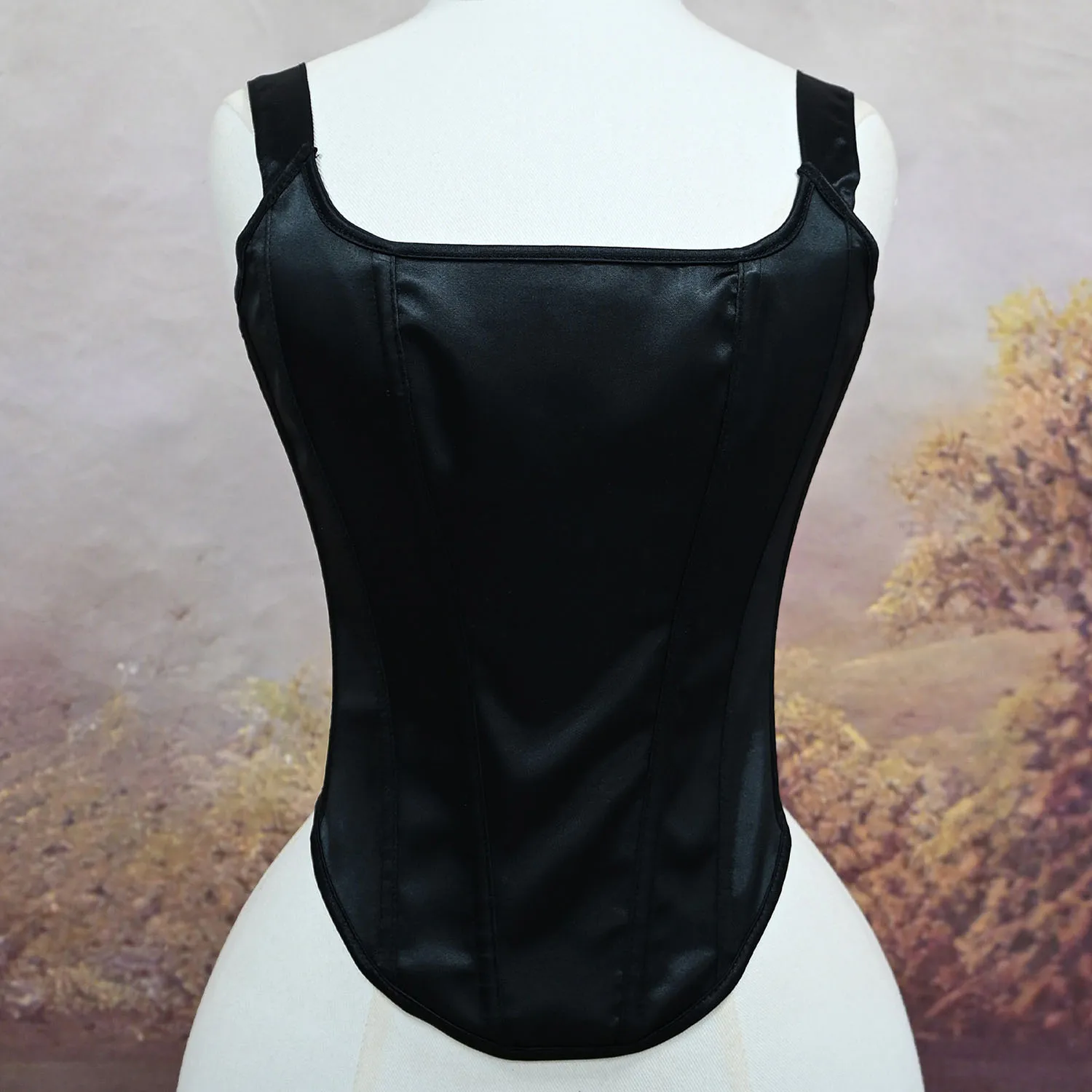 

Satin Strap Square Collar Adjustable Corset Vest Fashionable Bodice for Women