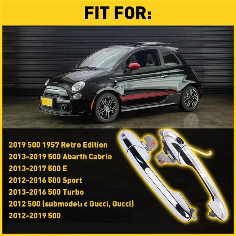 

R1-1Pair Exterior Door Handle Front Driver & Passenger Side Door Outer Hand For Fiat 500 735451696, 735451697