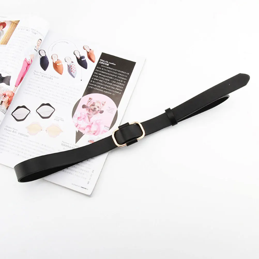

1Pcs PU Jeans Belt Black Creative Design Durable Alloy Buckle Women Waist Belt Fashion Pants Accessory