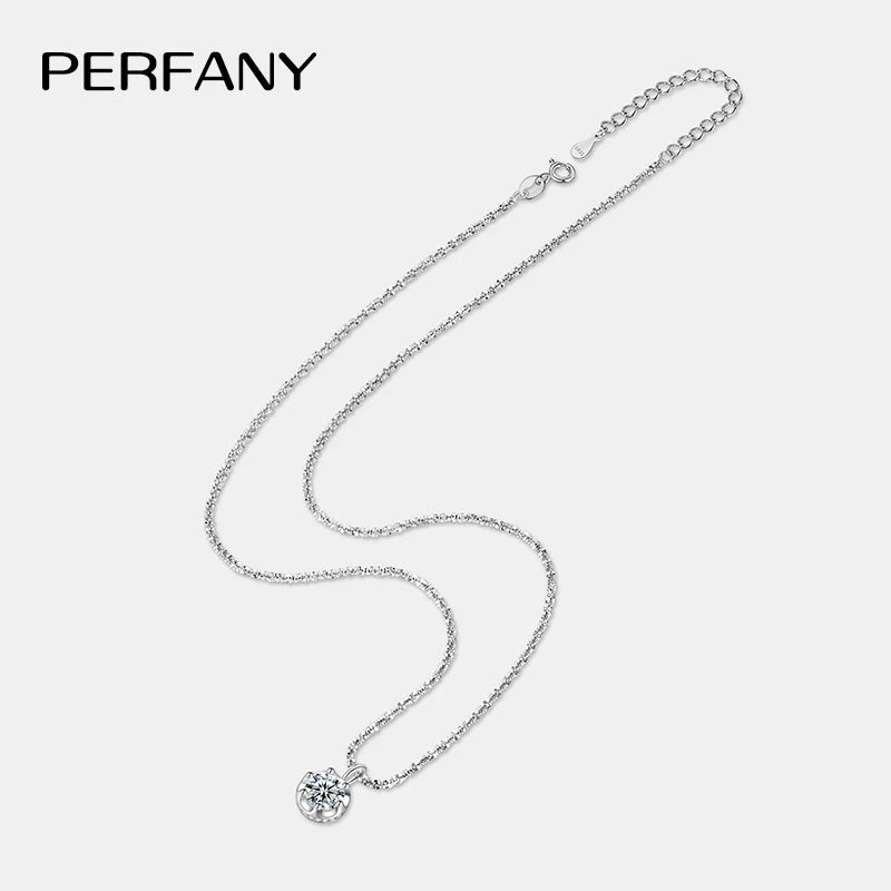 PERFANY 1/2CT Moissanite Necklace for Women S925 Pure Silver Sparkling Crown Diamond Pendant Luxurious Wedding Jewelry - Image 5