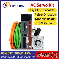 Lichuan 220V 3000RPM A5 200W 400W 600W 750W 1000W AC Servo Motor with Driver AC Servo Motor Drivers Kit for CNC/Robot Machine