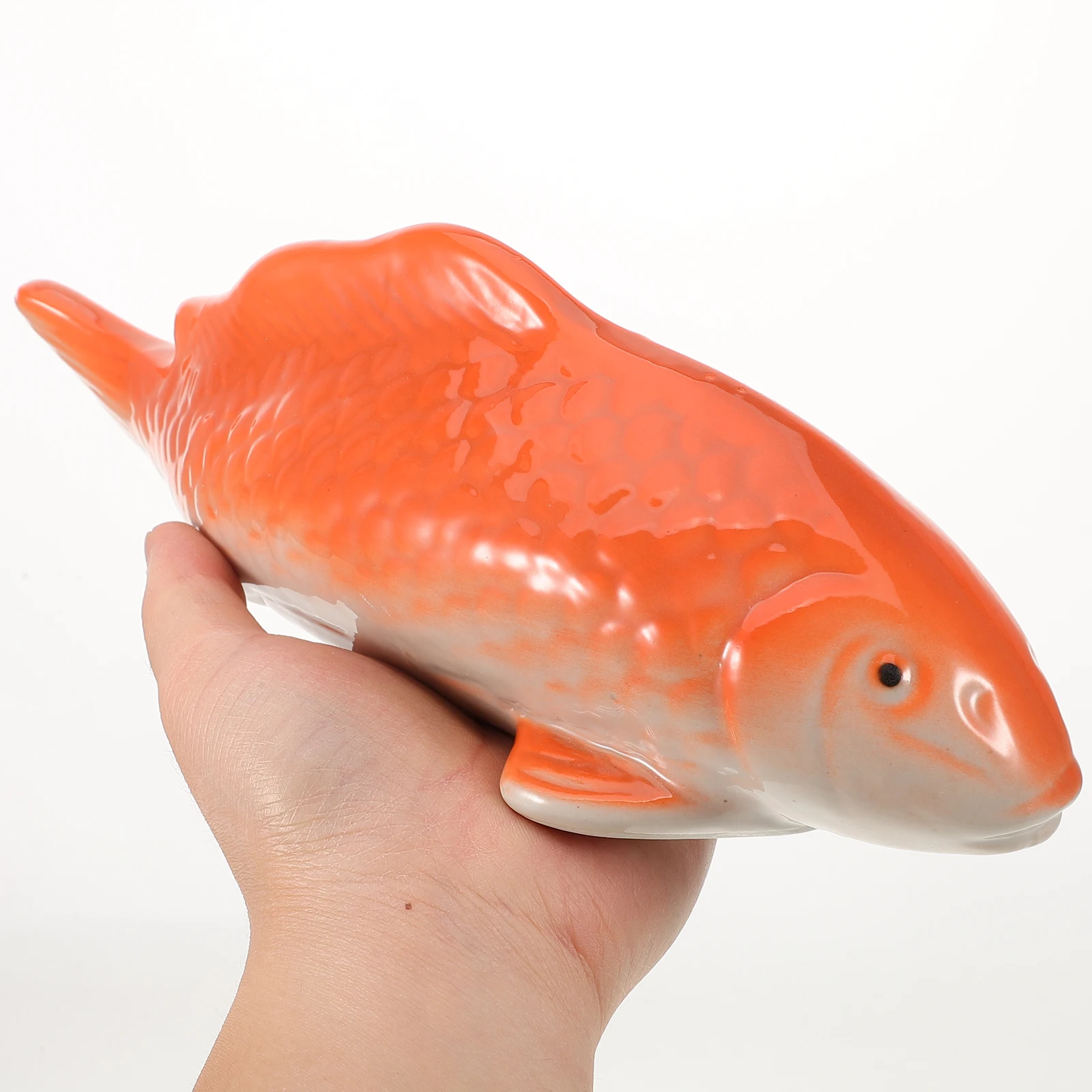 Ceramic Goldfish Sculpture High9cm Long28cm Wide8cm Floating Fish Tank Decorations Desk Aquarium Ornament Small Figurine