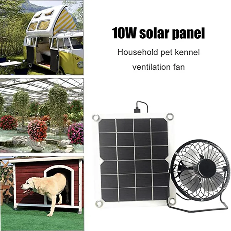 Pannello solare omni-in 6W 6V e ventola solare, ventilazione e ventola di raffreddamento per animali domestici e auto