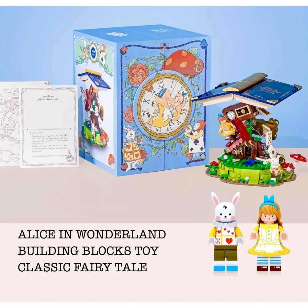 Bloques de construcción temáticos de Alicia en el país de las maravillas, decoración decorativa para el hogar, regalo para todas las edades, edición coleccionable