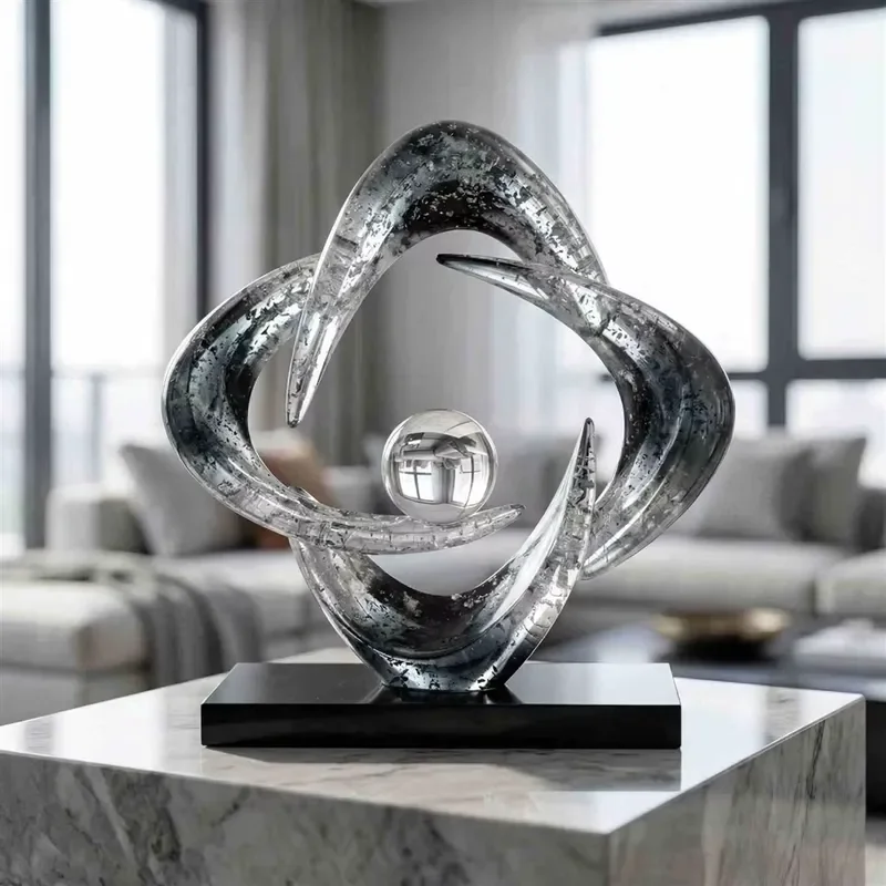 Modern Transparent Resin Ornament Simple Light Luxury Home Decor Advanced Design Desktop Display Piece Elegant Interior