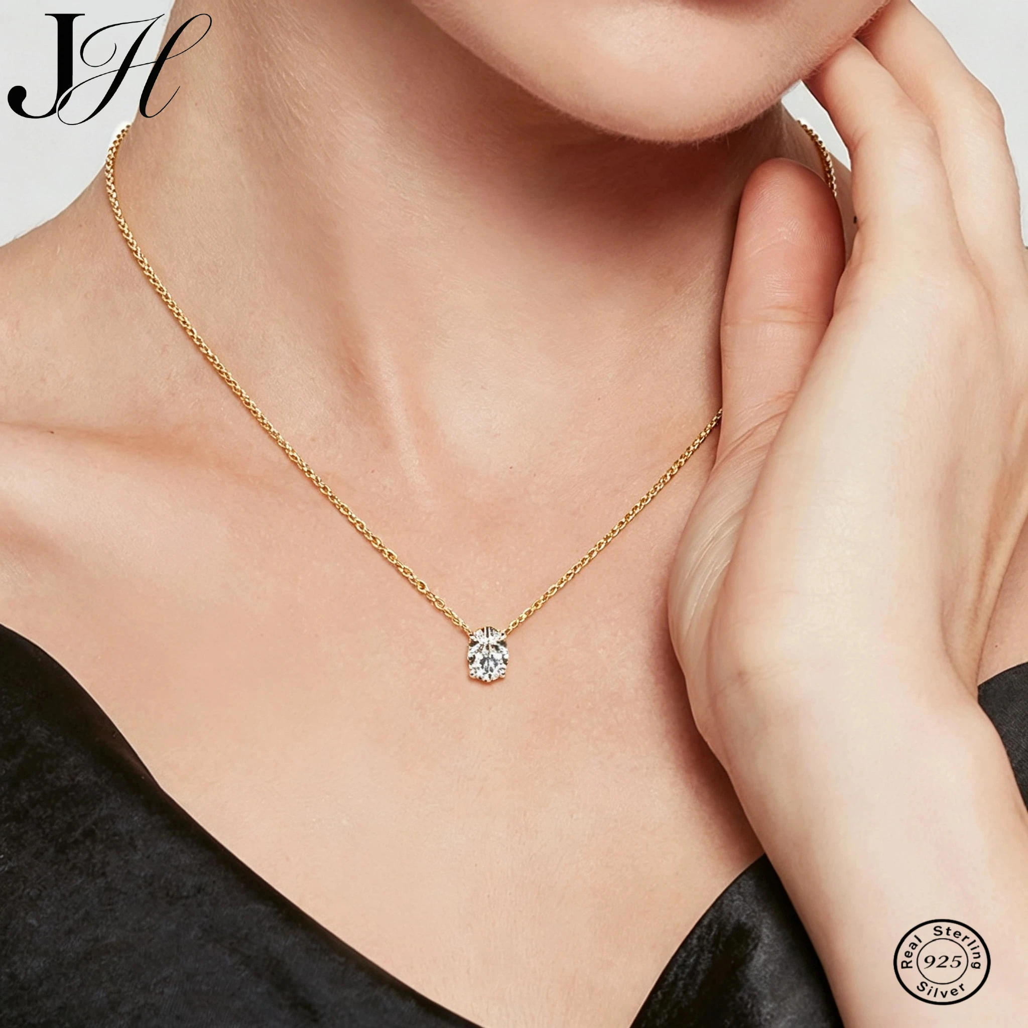 JOIAS HOME 1CT 2CT 3CT Oval Cut Moissanite Necklaces Women Jewelry 100% Real Silver Chain 925 Pandant Lab Diamond Birthday Gift