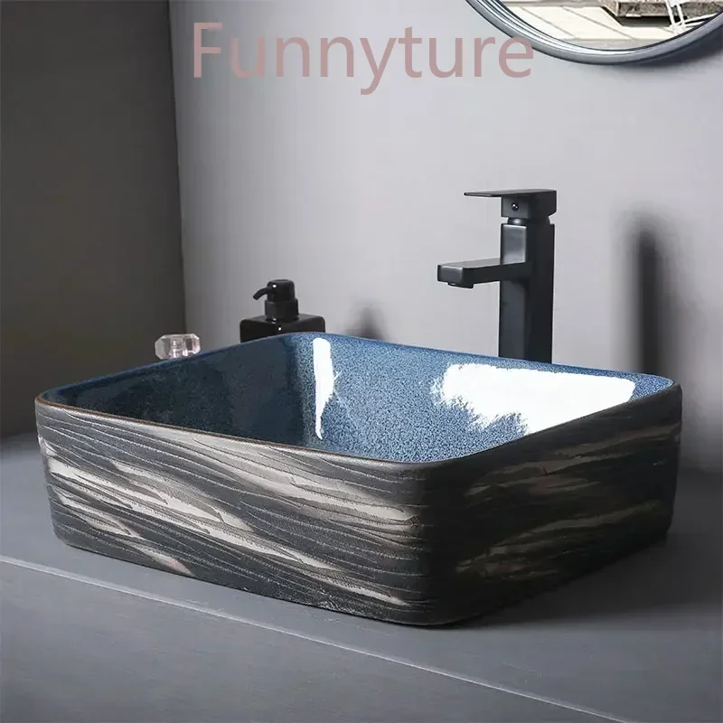 

Fashion style countertop basin, bathroom art basin, rectangular washsink, household balcony sink, creative wash