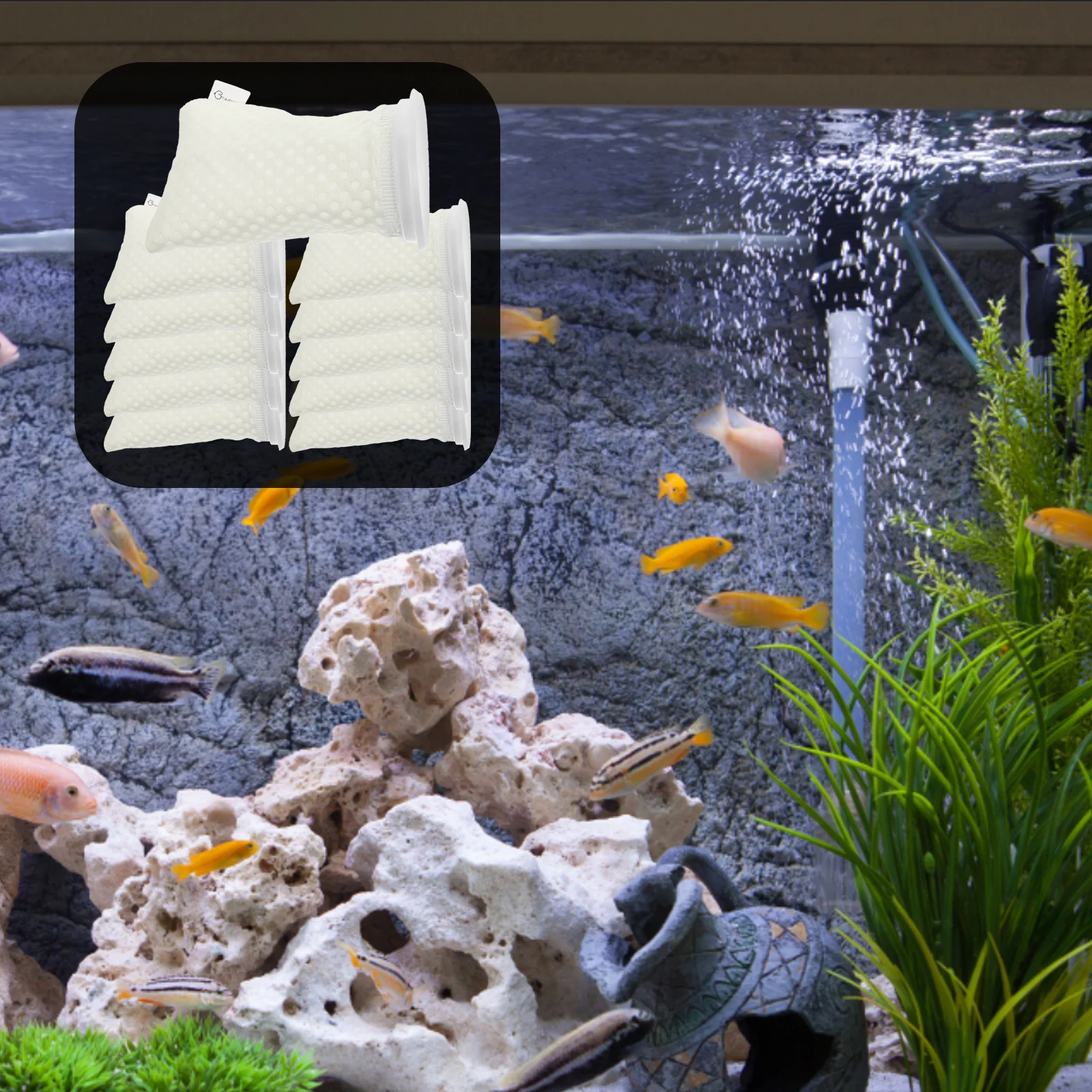 

11pcs Aquarium Socks 3D Honeycomb Saltwater Tank Debris Trap Fish Tank Cleaning Filter Replacement Water Filter Mat Aquarium