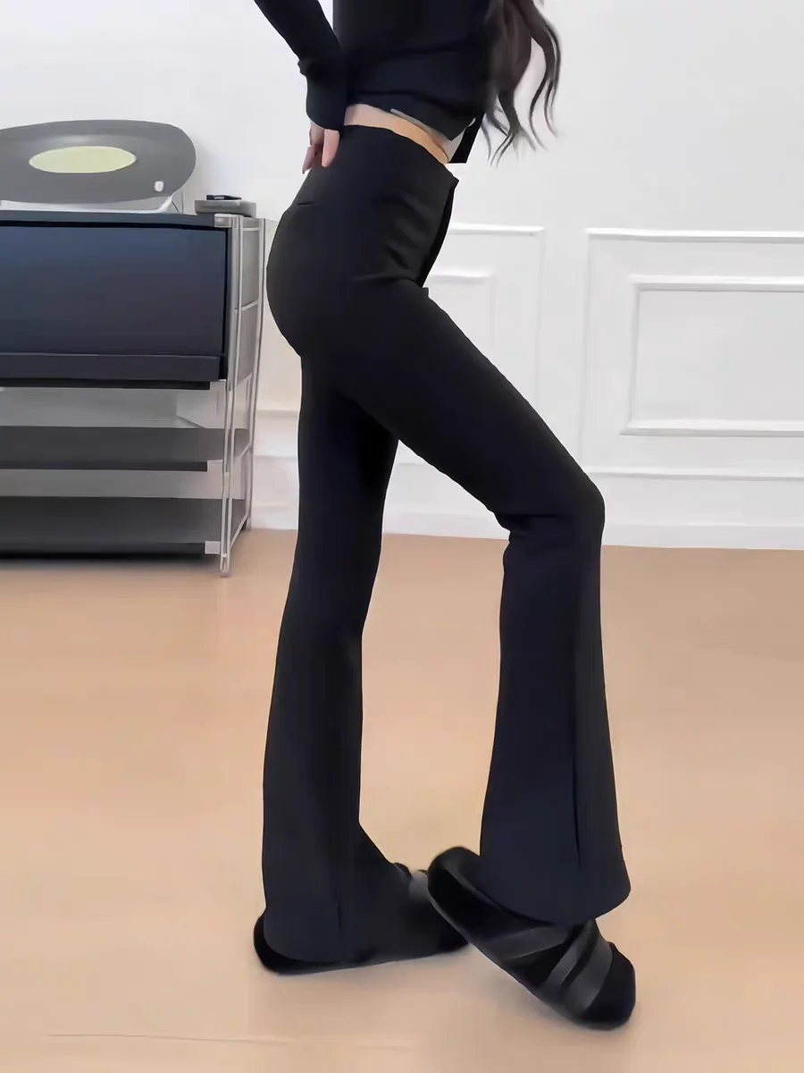 Black High Waist Flared Suit Pants Women's New Style 2026 Autumn Slimming Small Size Floor-Length Casual Flared Pants