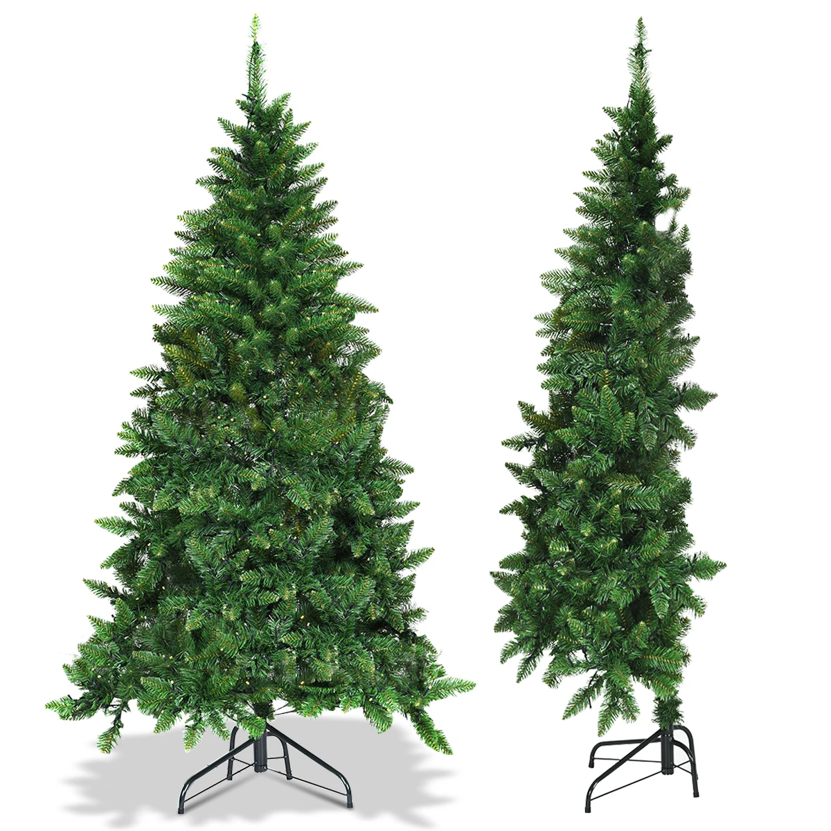 

5ft Pre-lit PVC Artificial Half Christmas Tree 8 Flash Modes w/ 250 LED Lights