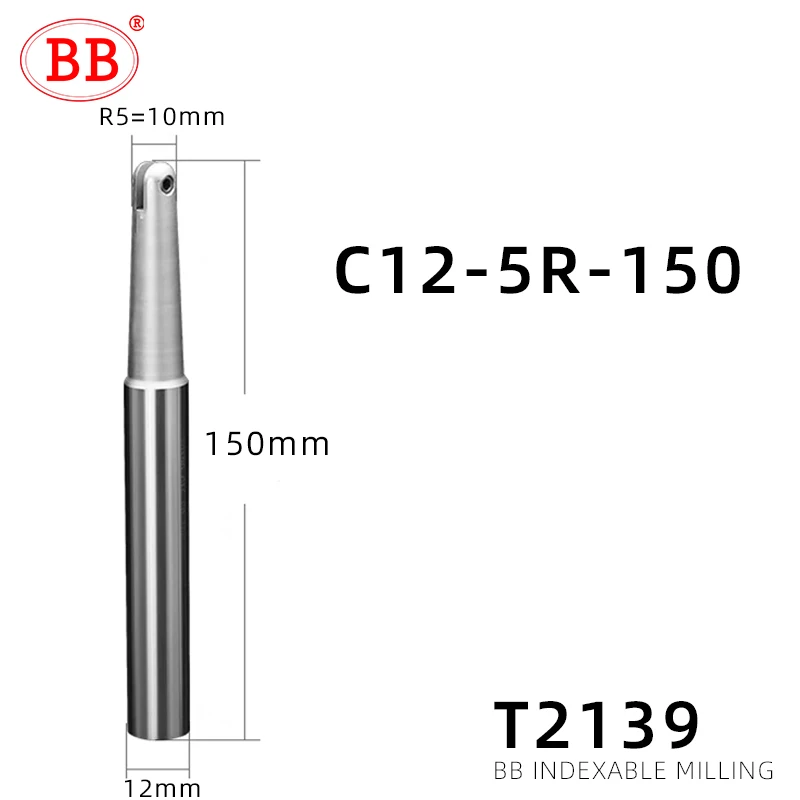 BB Ball End Mill Indexable Milling T2139 P3200 Finishing Machining Tool Holder C16 C20 Diameter High Precision CNC Metal Cutting